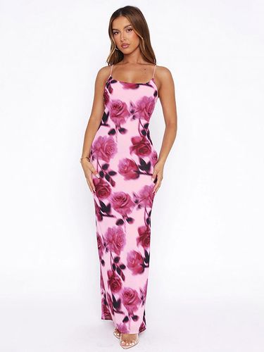 Robe de soirée longue à bretelles sans manches imprimée style décontracté/semi-formel - milanoo.com - Modalova