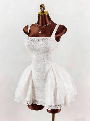 Robe de soirée blanche sans manches à col carré et dos nu - milanoo.com - Modalova
