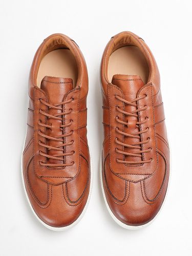 Chaussures décontractées en cuir de vachettes bout rond à lacets - milanoo.com - Modalova