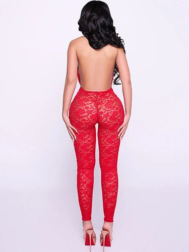Combinaison de soirée sexy à col rond en dentelle sans manches et dos nu sans manches - milanoo.com - Modalova