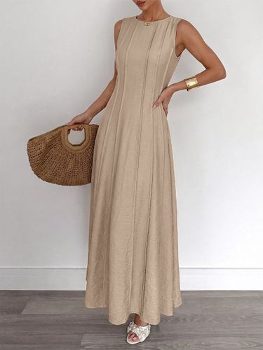 Robe sans manches en maille maxi à col rond et coupe ajustée style décontracté - milanoo.com - Modalova