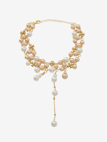 Collier ras-de-cou à perles multi-tailles avec pompon en forme de Y et chaînette d'extension ajustable - milanoo.com - Modalova