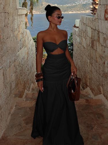 Robe de vacances sans bretelles robe maxi à découpe taille haute bustier cœur robe sirène fluide - milanoo.com - Modalova