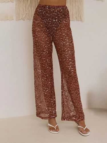 Pantalon à sequins chocolat taille naturelle - milanoo.com - Modalova