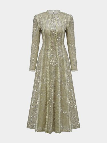Robe de soirée longue à col montant et sequins manches longues élégante et semi-formelle - milanoo.com - Modalova