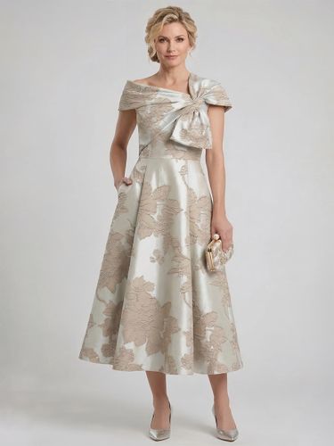 Robe de mère trapèze à nœuds robe d'invitée de mariage mi-longue - milanoo.com - Modalova
