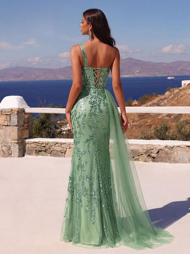 Robe de soirée robe de bal asymétrique en tulle à sequins robe de cérémonie - milanoo.com - Modalova