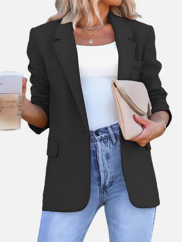 Blazer long à devant ouvert coupe ample et décontractée avec revers. Veste de tailleur décontractée - milanoo.com - Modalova