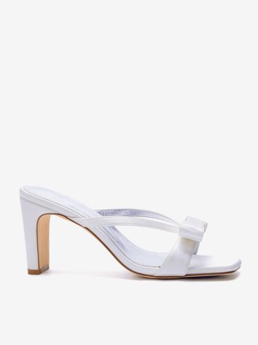 Mules de mariée à talons hauts bout ouvert nœud chaussures de mariage à talon compensé - milanoo.com - Modalova