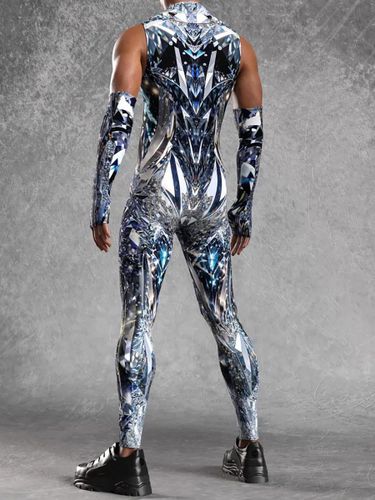 Combinaison homme cyberpunk imprimée tatouage illusion d'optique - milanoo.com - Modalova