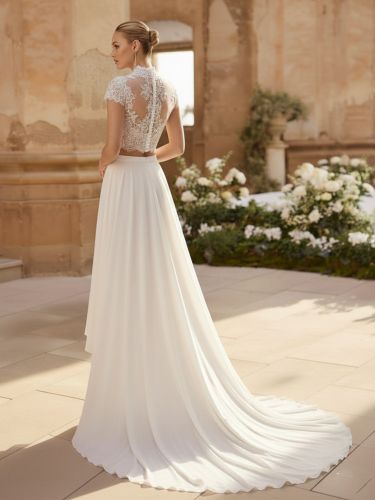 Robe de mariée 2 Pièces en chiffon manches courtes Robes de mariée - milanoo.com - Modalova