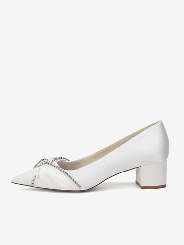 Escarpins en satin à bout pointu strass et talon compensé noué à enfiler - milanoo.com - Modalova