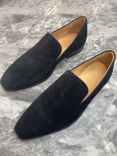Mocassins à enfilers bout carré daim noir - milanoo.com - Modalova