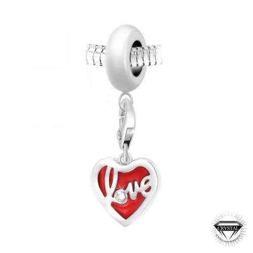 Charm perle love dans c?ur orné de cristaux Swarovski par SC Crystal Paris® - So Charm Bijoux - Modalova