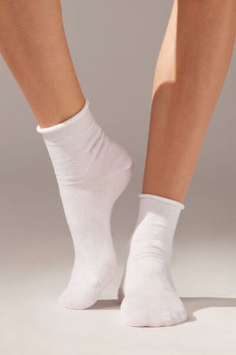 Cuffless Short Linen Socks Woman White Size 39-41 - Calzedonia - Modalova