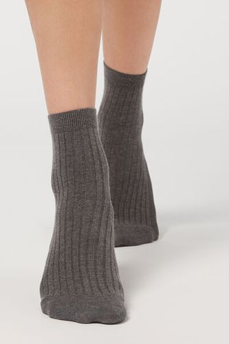 Cashmere Blend Short Socks Woman Grey Size 36-38 - Calzedonia - Modalova