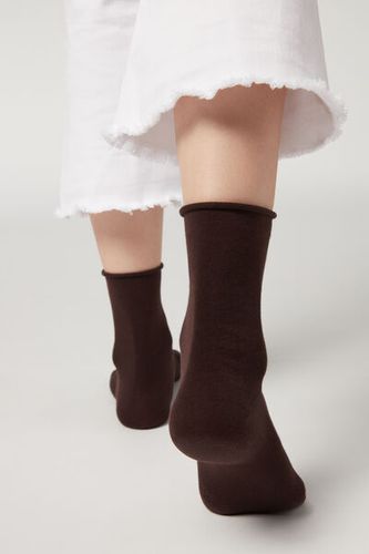 Non-Elastic Cotton Ankle Socks Woman Brown Size 39-41 - Calzedonia - Modalova