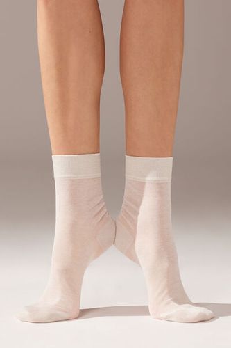 Glitter Detail Short Socks Woman White Size TU - Calzedonia - Modalova