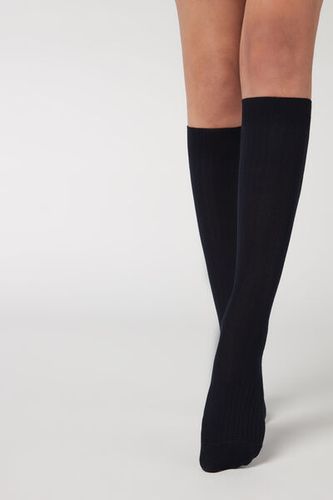 Women’s Ribbed Long Socks with Cashmere Woman Blue Size 39-41 - Calzedonia - Modalova