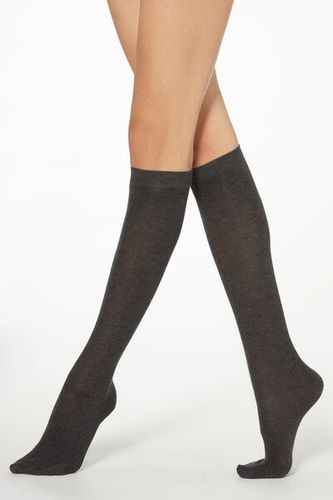 Tall Satin Cotton Socks Woman Grey Size TU - Calzedonia - Modalova