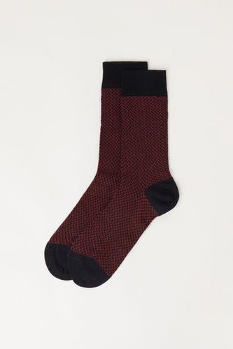 Men’s Herringbone Motif Short Socks Man Burgundy Size TU - Calzedonia - Modalova