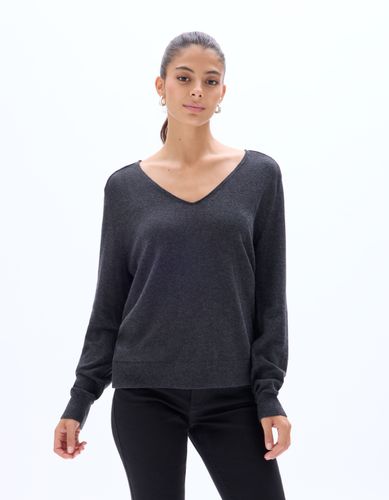 Pull doux à col v - gris - celio - Modalova