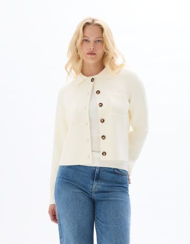 Gilet en maille compacte - écru - celio - Modalova