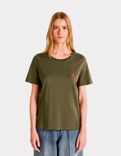 T-shirt brodé à col rond - kaki - celio - Modalova