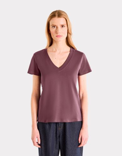 T-shirt en coton doux col V - violet - celio - Modalova