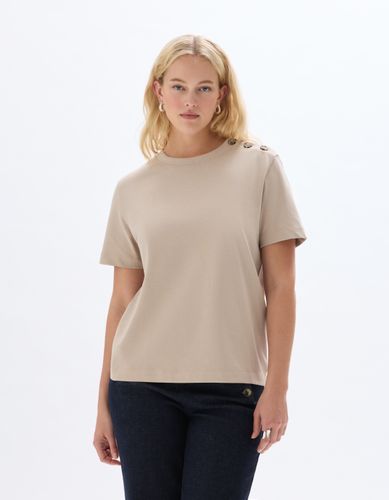 T-shirt en coton épais boutonné - beige - celio - Modalova