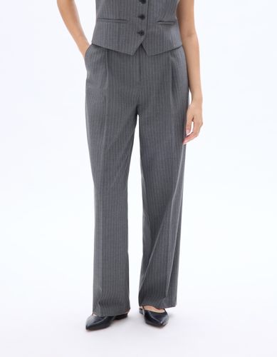 Pantalon habillé droit dos élastiqué - gris - celio - Modalova