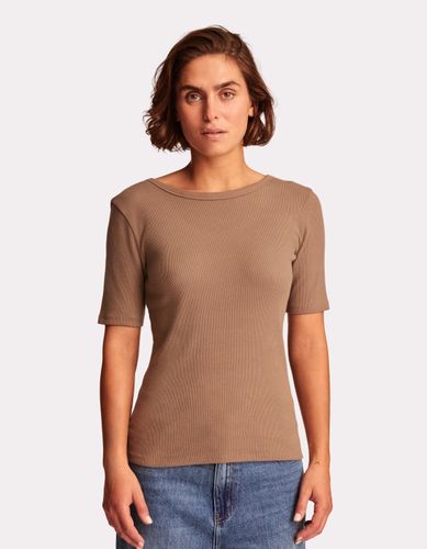 T-shirt côtelé à manches courtes - beige - celio - Modalova