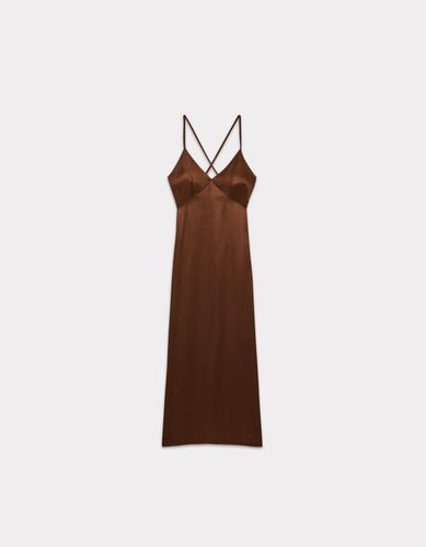 Robe en satin bretelles croisées - marron - celio - Modalova