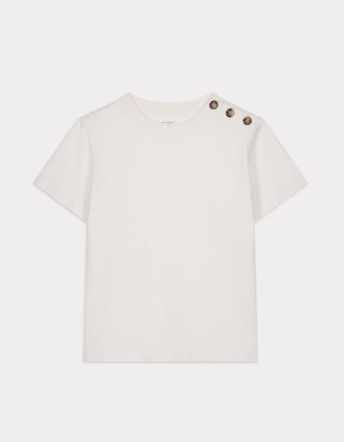 T-shirt boutonné en coton épais - écru - celio - Modalova