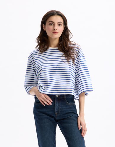 T-shirt oversize à rayures - bleu - celio - Modalova