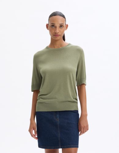 Pull maille fine à manches courtes - vert - celio - Modalova