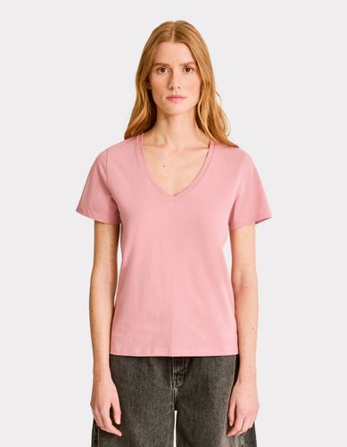 T-shirt en coton biologique col V - rose - celio - Modalova