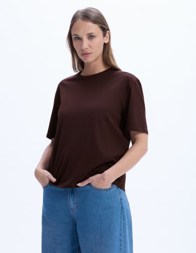 T-shirt en coton biologique col rond - marron - celio - Modalova