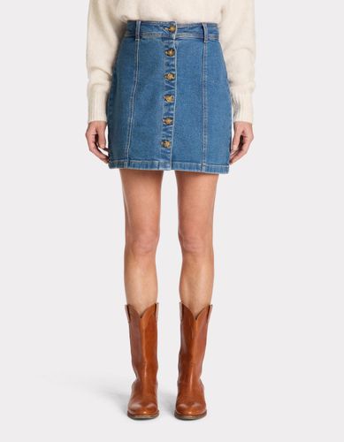 Jupe courte denim - bleu - celio - Modalova