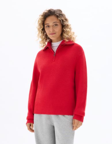Pull col montant zippé en maille - rouge - celio - Modalova