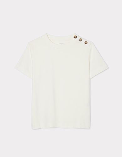 T-shirt boutonné en coton épais - écru - celio - Modalova