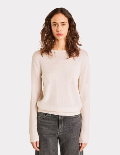 Pull 100% laine mérinos à col rond - écru - celio - Modalova