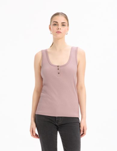Débardeur côtelé court - violet - celio - Modalova