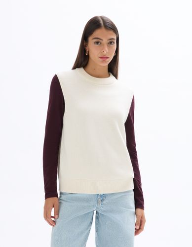 Pull sans manches col rond - ecru - celio - Modalova