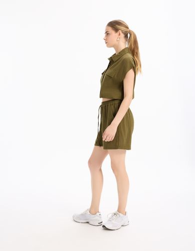 Short en gaze de coton - kaki - celio - Modalova