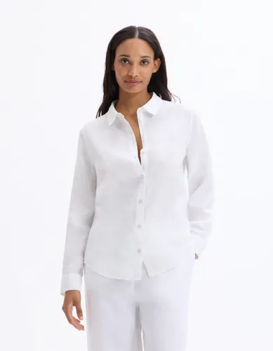 Chemise 100% Lin - blanc - celio - Modalova