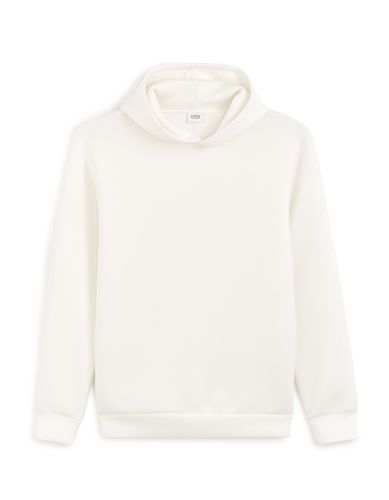 Sweat capuche tissu stretch - blanc - camaieu - Modalova