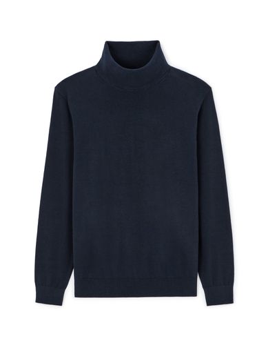 Pull col roulé straight 100% coton - marine - camaieu - Modalova