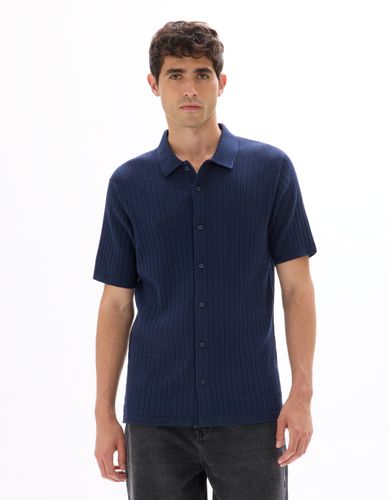 Chemisette regular en maille ajouré - marine - camaieu - Modalova