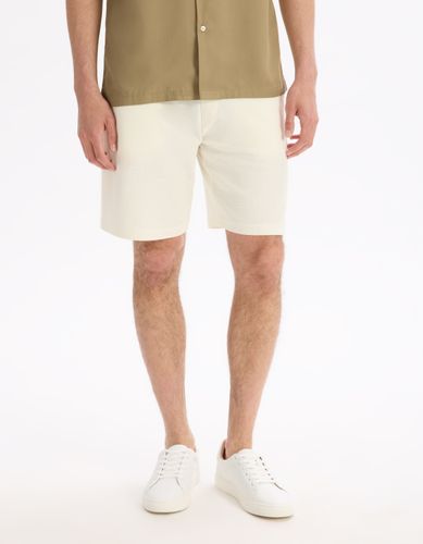Bermuda coton mélangé - beige - camaieu - Modalova